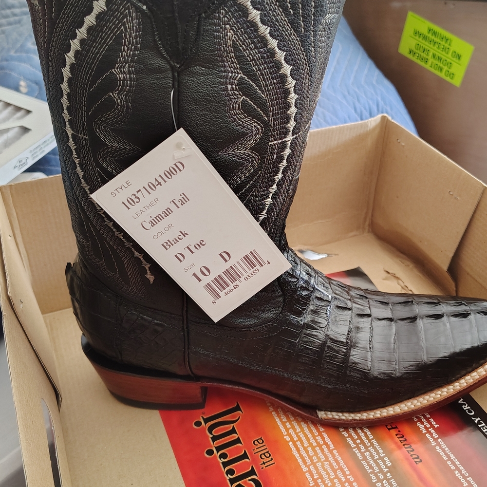 Lucchese Black Caiman Tail Western Boots